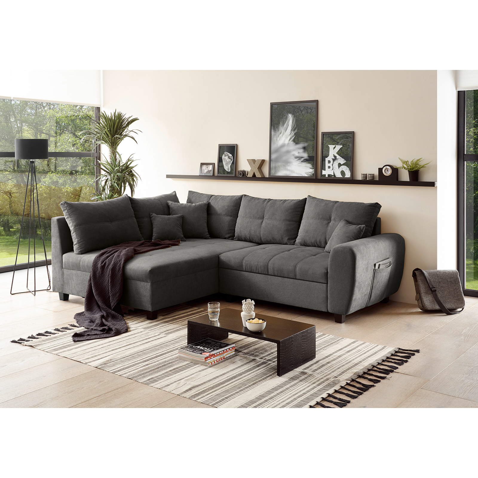 Ecksofa - stone - Liegefunktion - Recamiere links