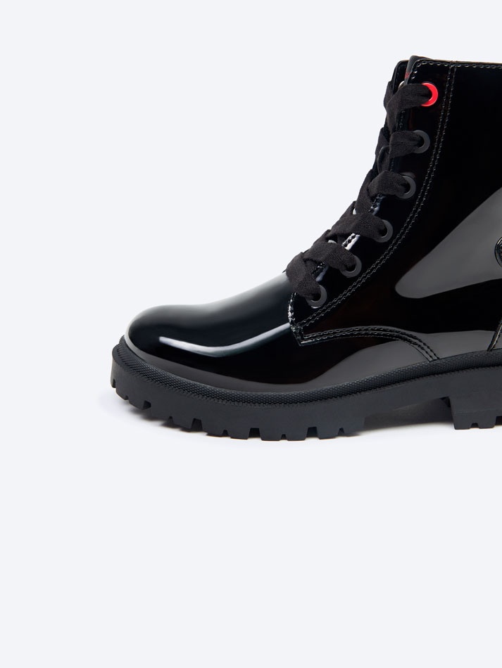 Bota de couro envernizado MICKEY&MINNIE ©DS - Preta