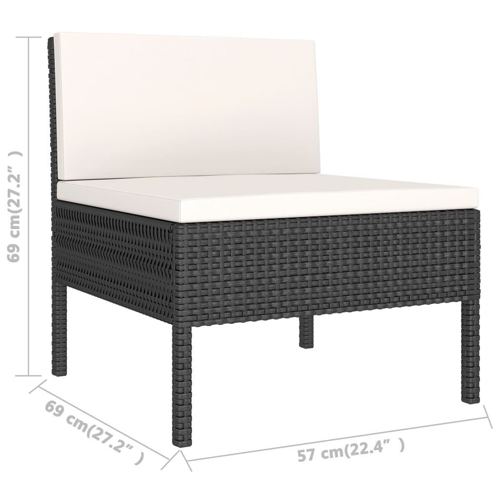 Salon de jardin meuble d'extérieur ensemble de mobilier 9 pièces avec coussins résine tressée noir