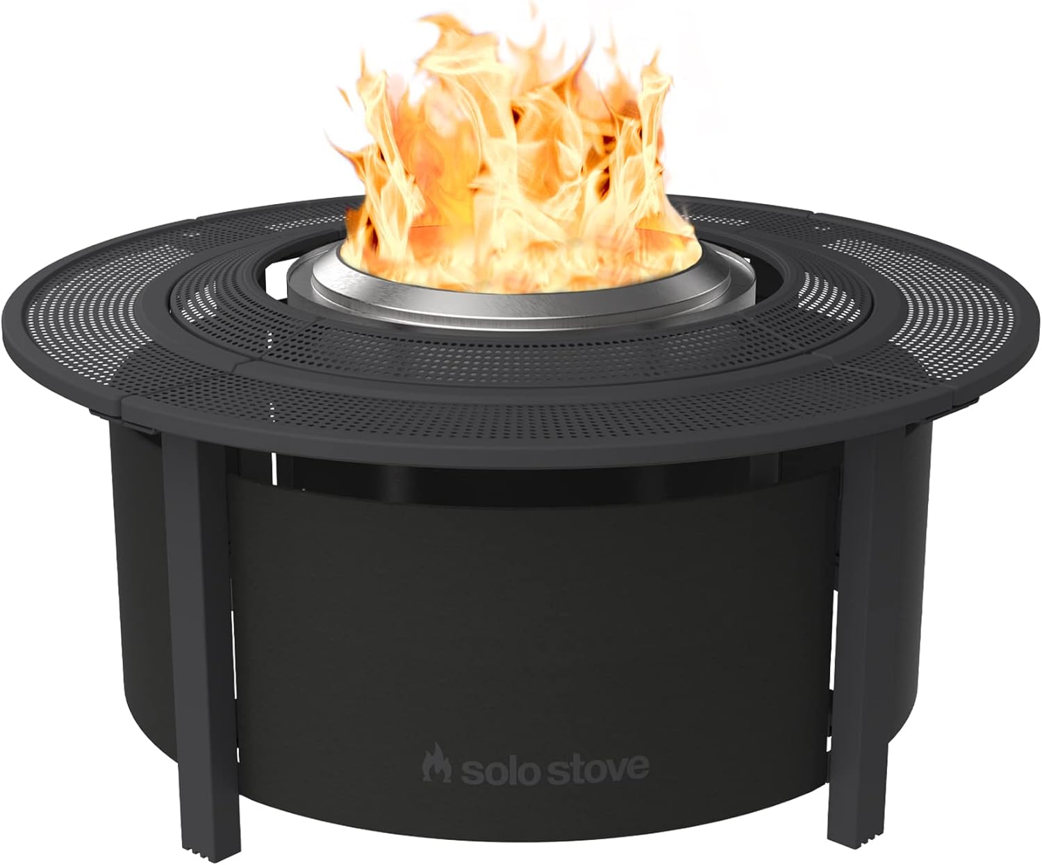Solo Stove Surround Feuerstellentisch mit Hitzeschutz, Klein | Erhöhung und Aufbewahrung für Ranger und Bonfire, Pulverbeschichteter Stahl/UV-beständiges Material, Maße (HxB): 51 x 107 cm, Schwarz