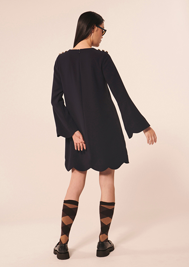 Robe Ruodanableu nuit en crêpe