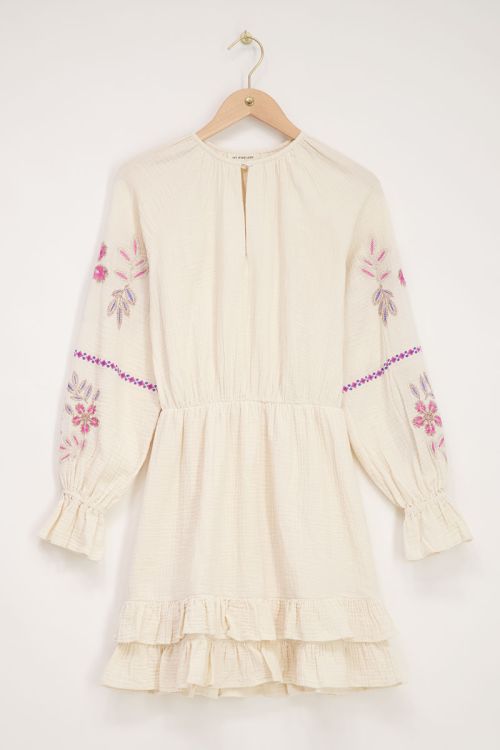Beige jurk met embroidery
