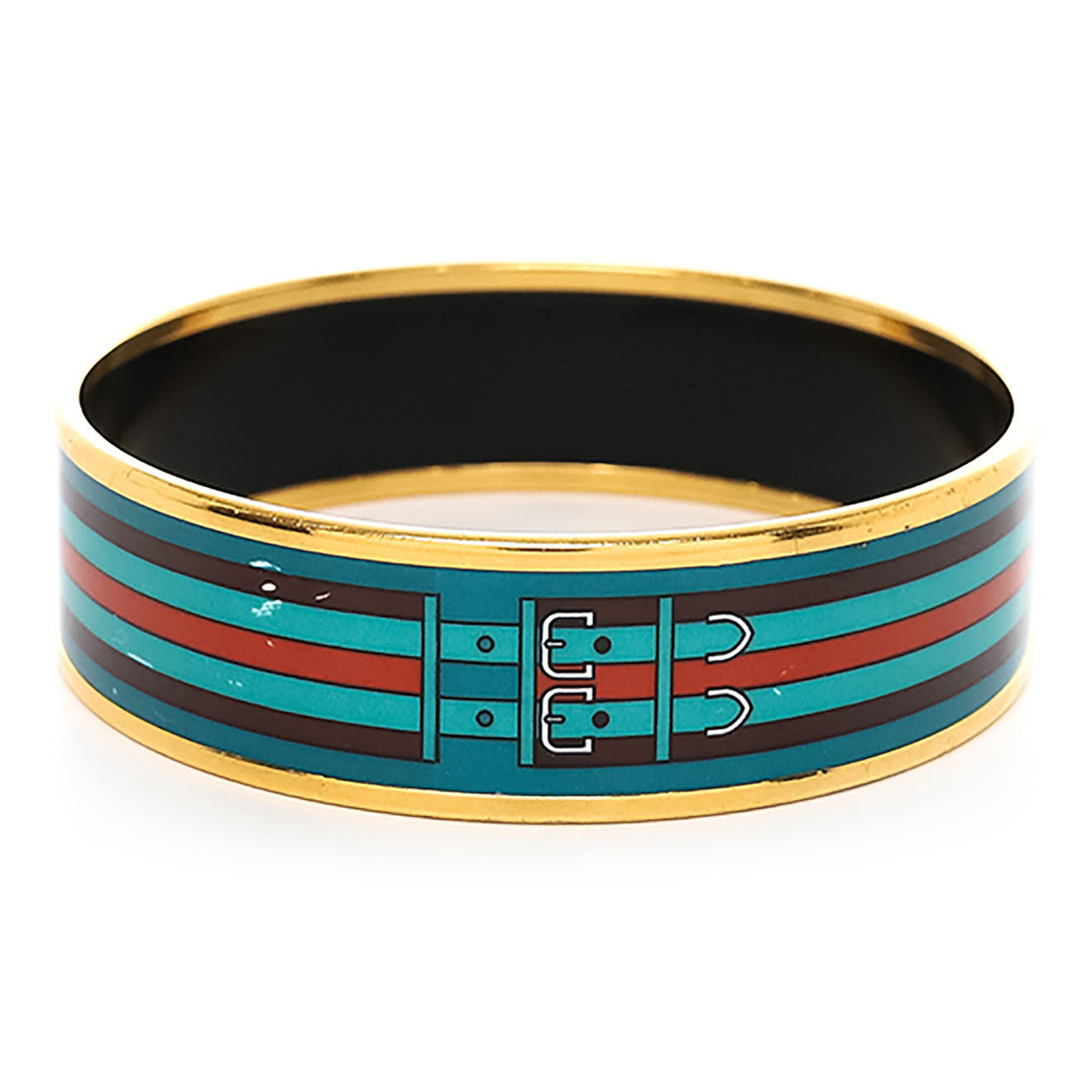 Hermès Bracelet Email & Finition Plaque Or vert - Très bon état