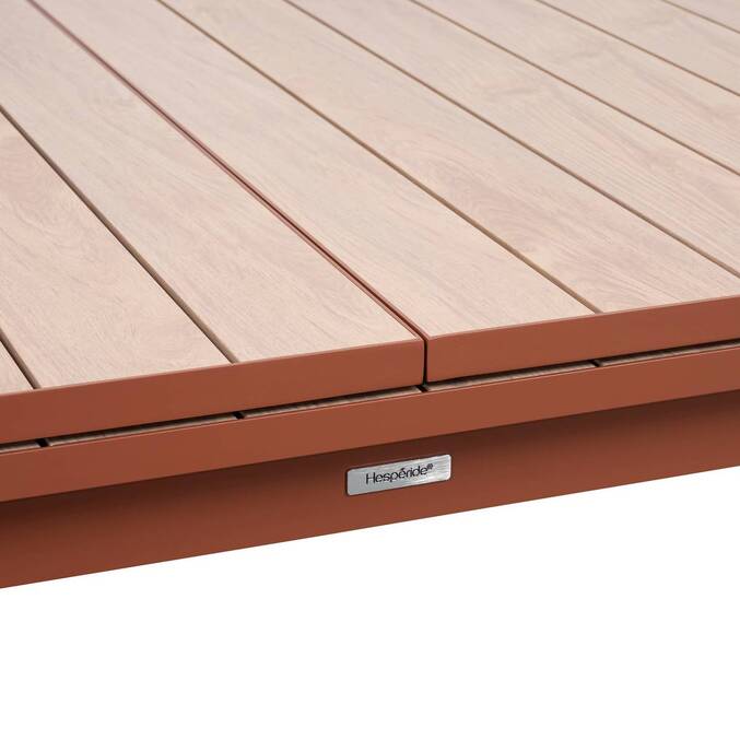 Table de jardin extensible rectangulaire EVASION Effet bois Honey / Acajou