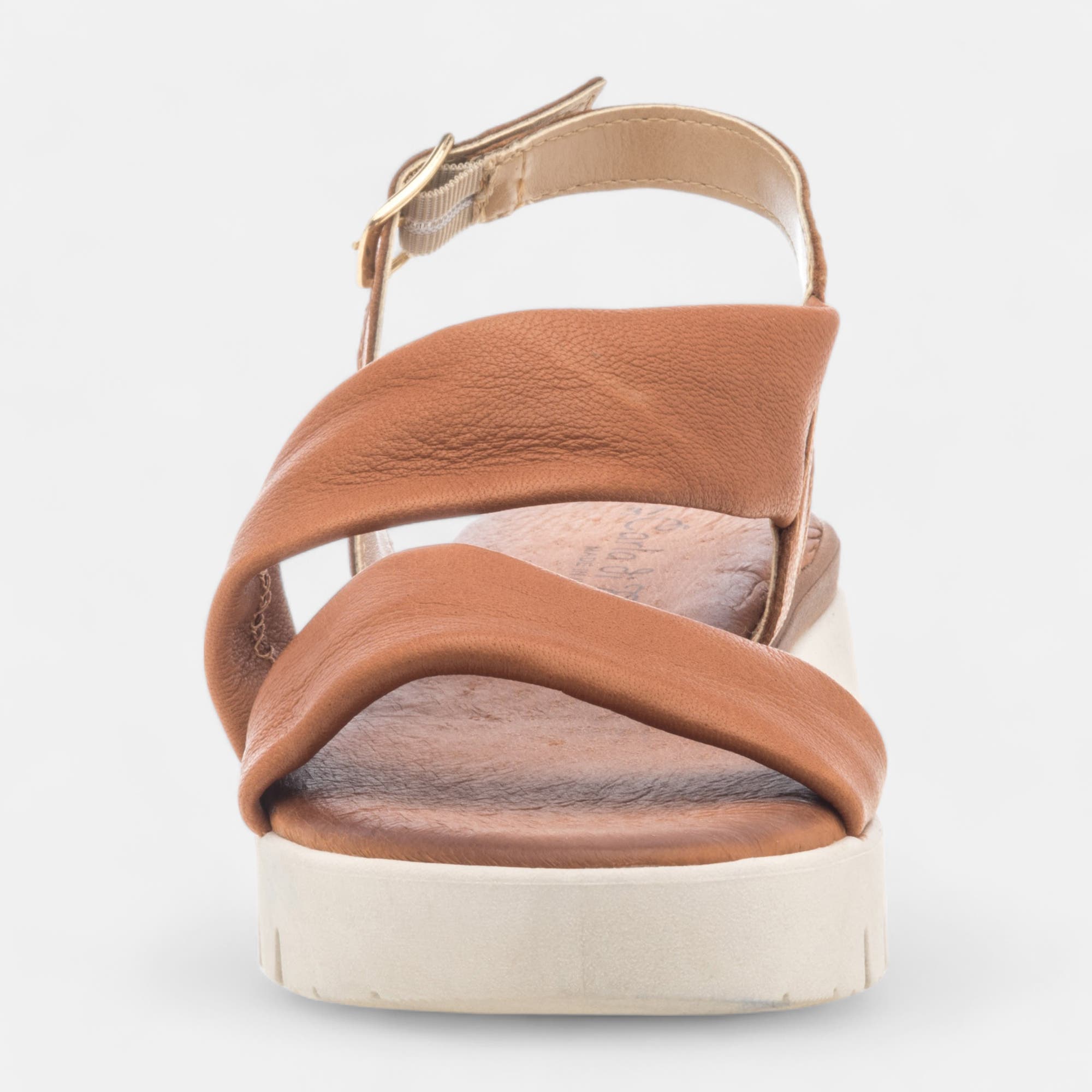 Sandales Femme en cuir cognac
