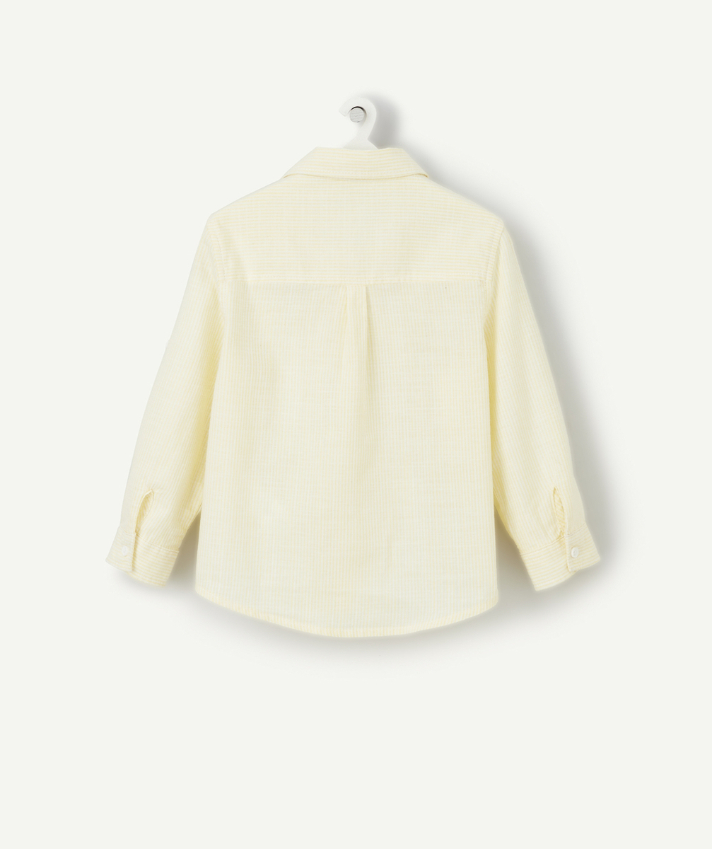 CHEMISE BÉBÉ GARÇON EN COTON ET RAYÉE JAUNE ET BLANC