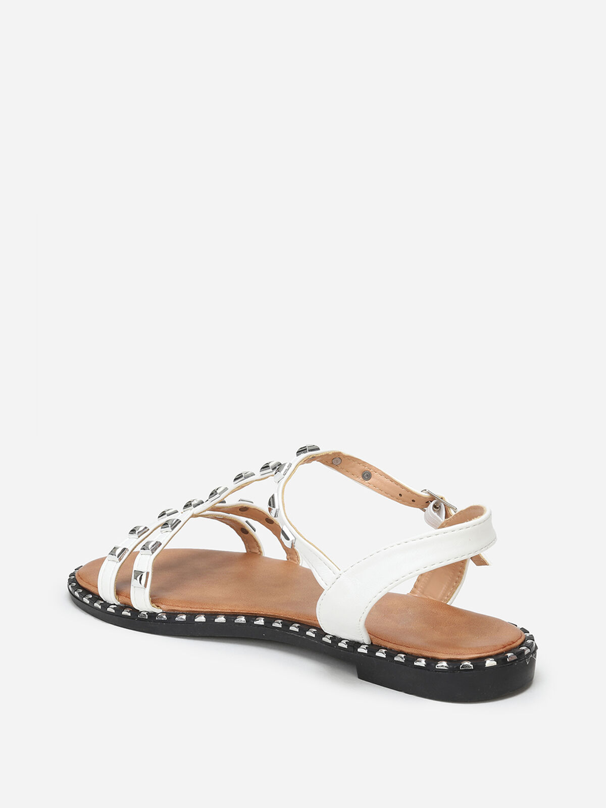 Sandales à fines brides avec clous- Blanc