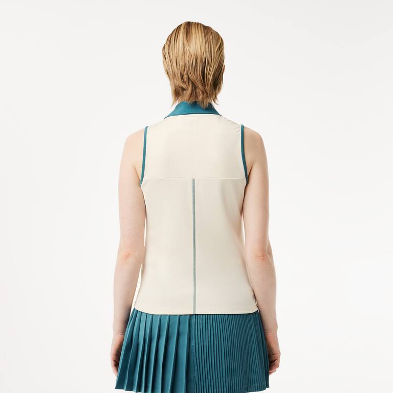 Polo Tennis Ultra-Dry Manches Courtes - Blanc - Lacoste - Femme