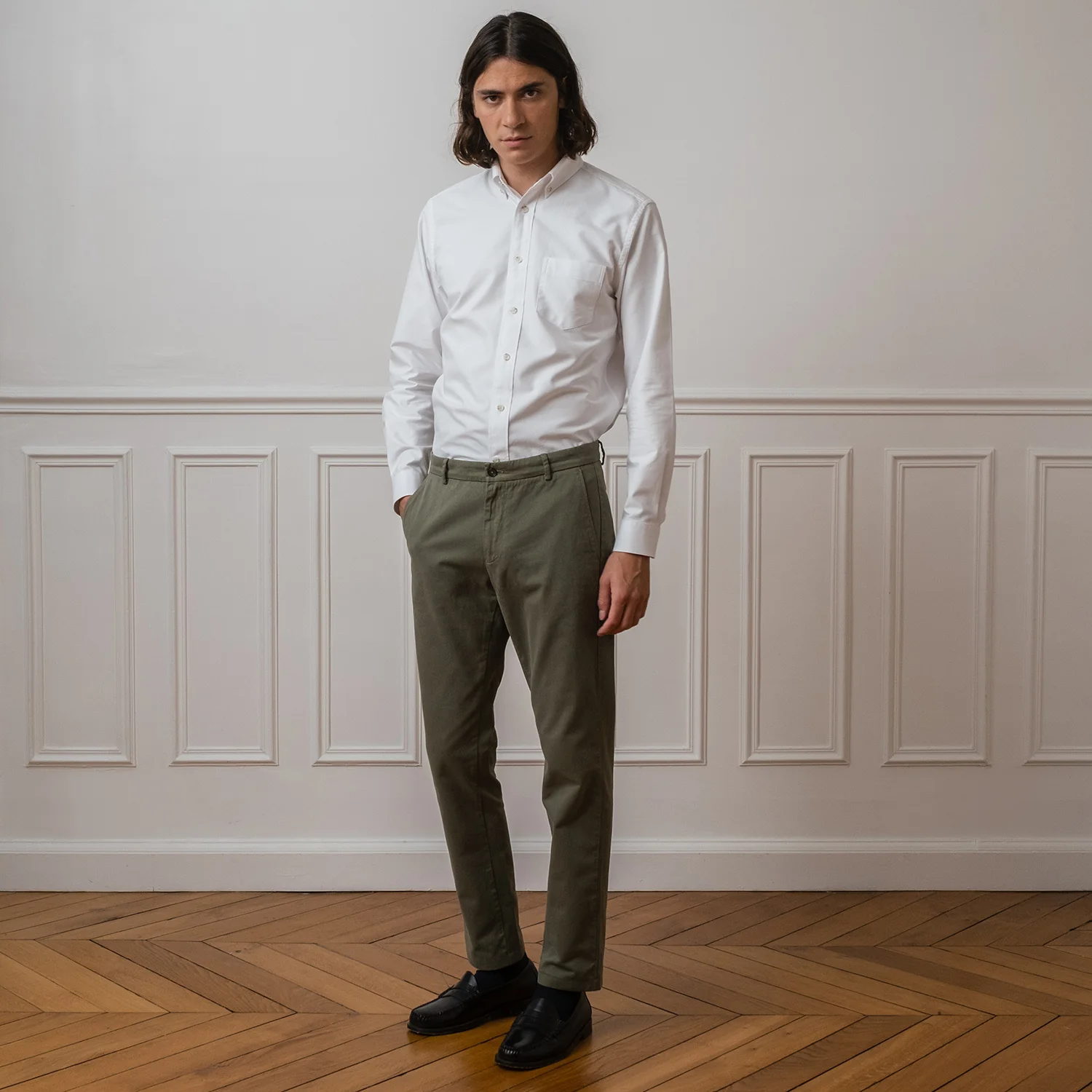 Green chinos