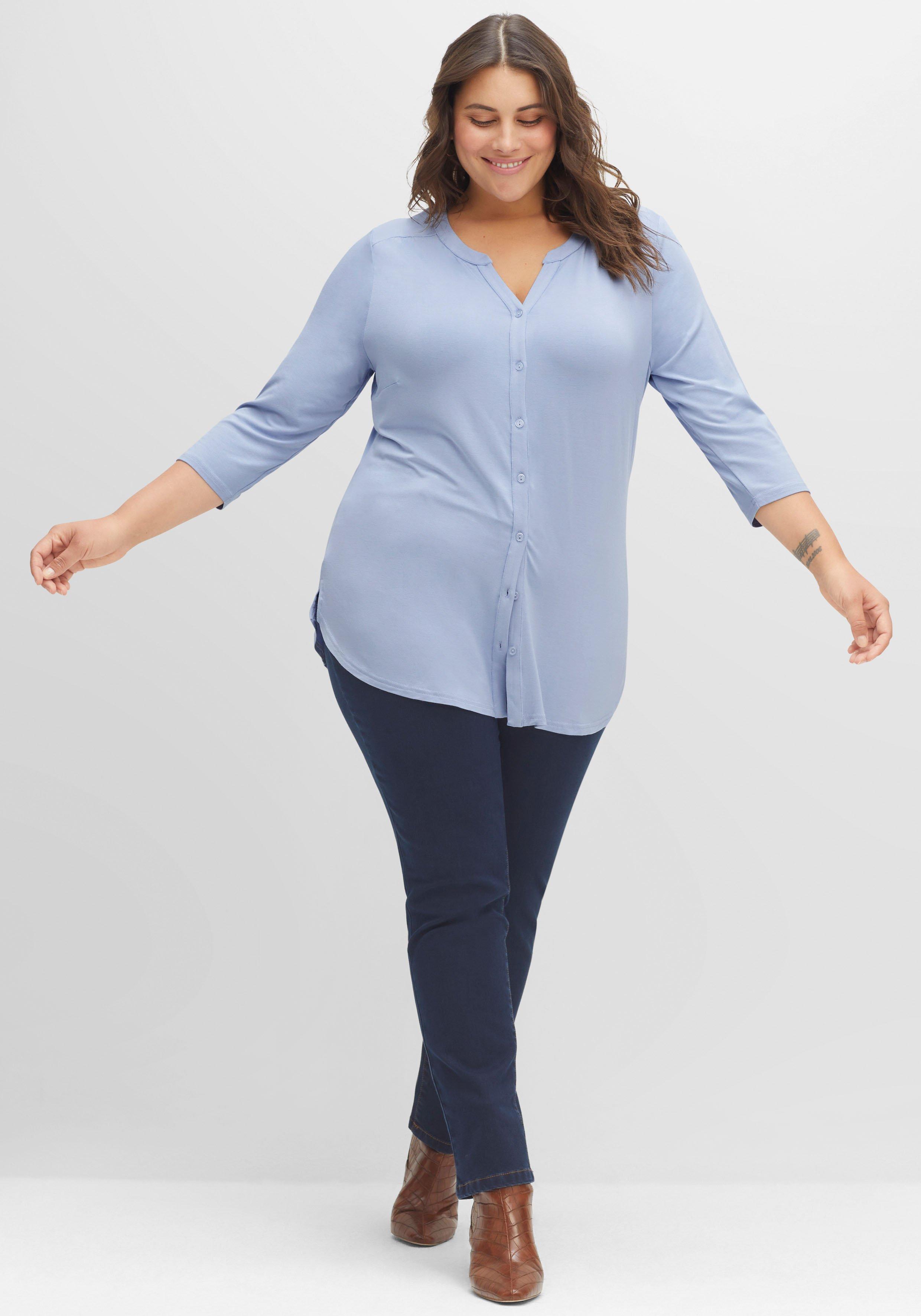 Shirtbluse mit 3/4-Arm und Kräuseldetails