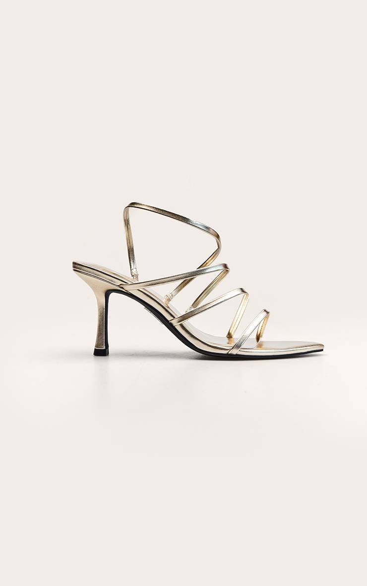 Doré Sandale À Talons À Brides Métallisées