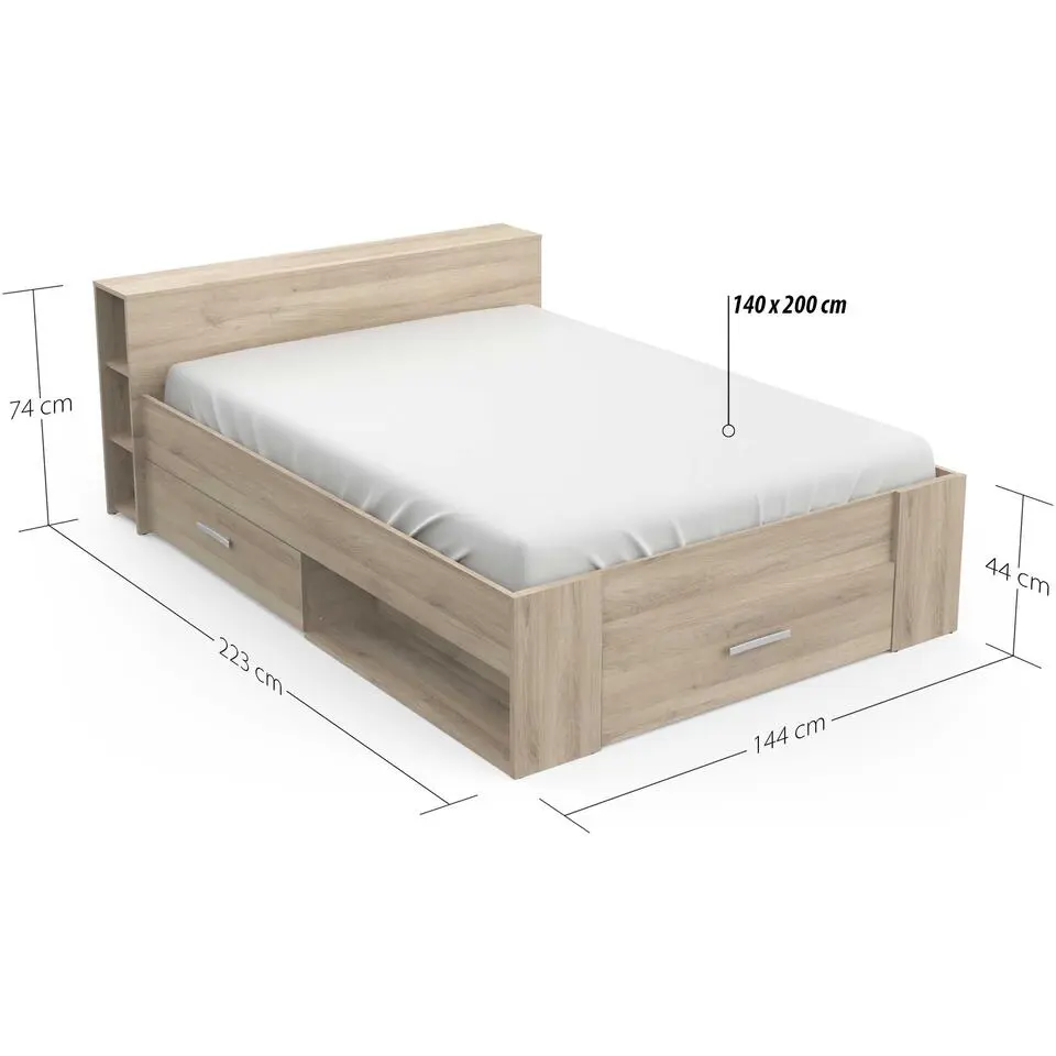Bed Polly 140 x 200 cm-Kronberg eik