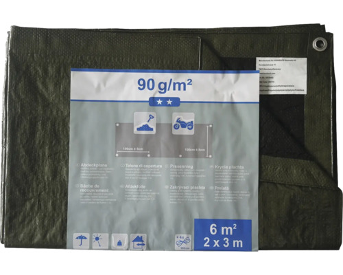 Geweven zeildoek 90 g/m² groen/zwart 2x3 m