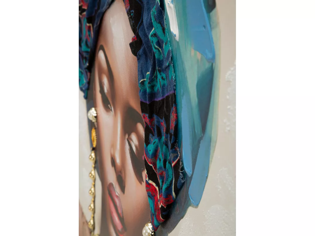 Peinture de femme multicolore sur toile avec cadre 72x4,5x102 cm