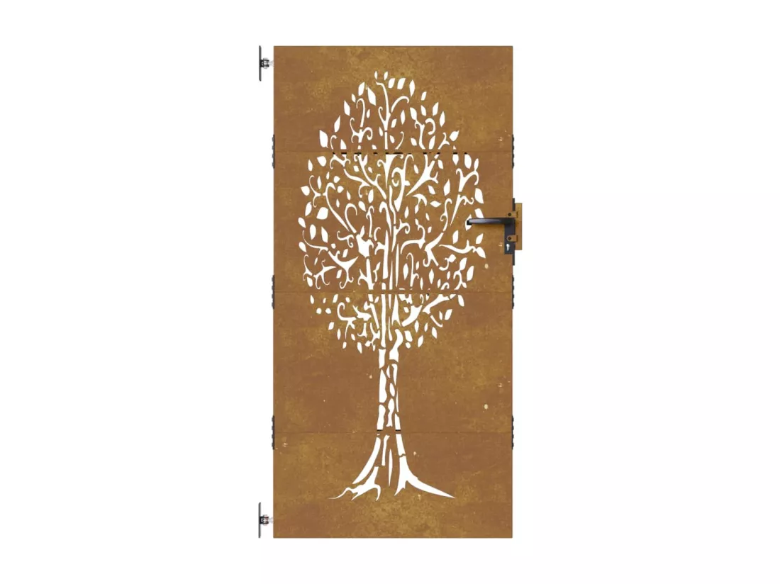 Portail de jardin 85x175 cm acier corten conception de l'arbre