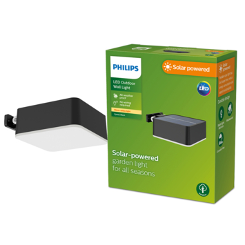 Philips solar wandlamp vierkant Vynce zwart