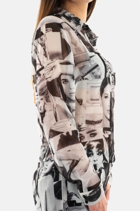 Chemisier guess jeans clouis p9xk iconic collage print