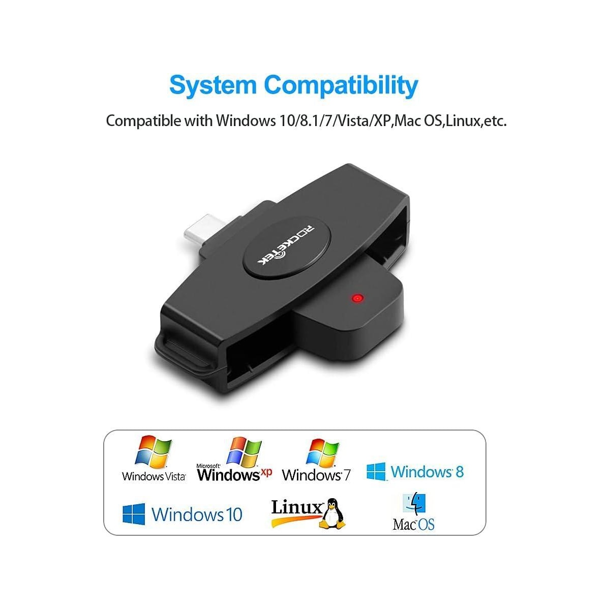 NÖRDIC USB-C Smartkort og SIM-kortleser ISO7816 ID-kort EMV Kredittkort