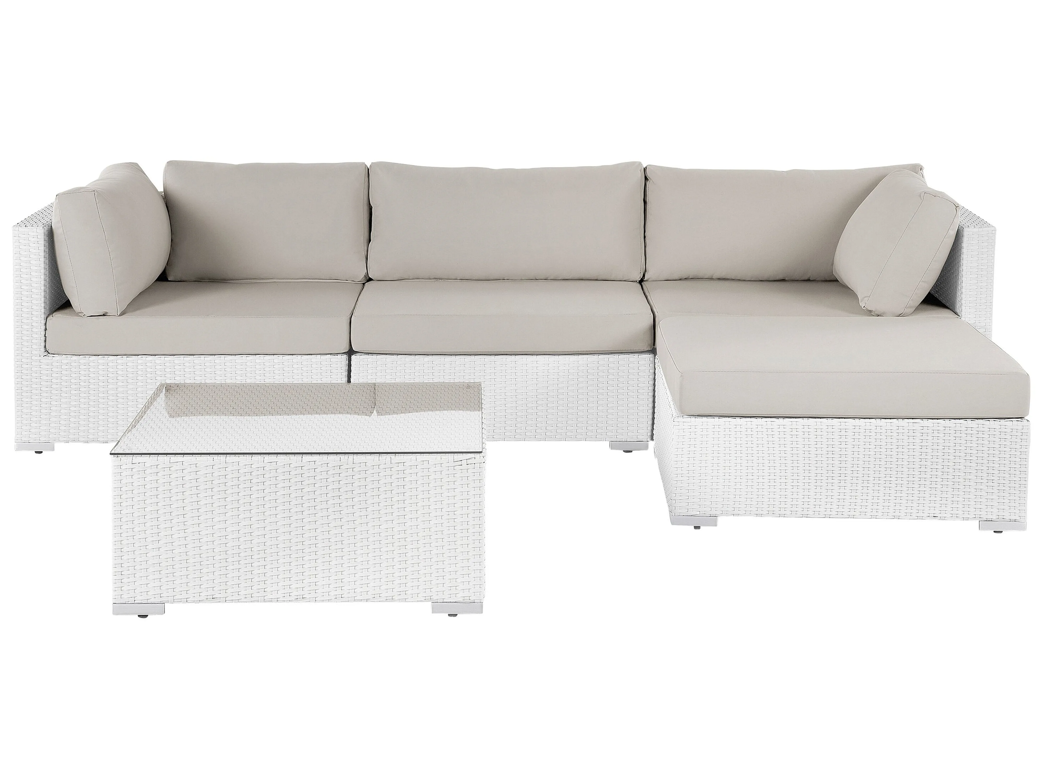 Tuin hoekloungeset met tafel 4-zits SANO linkszijdig modulair PE rotan Wit