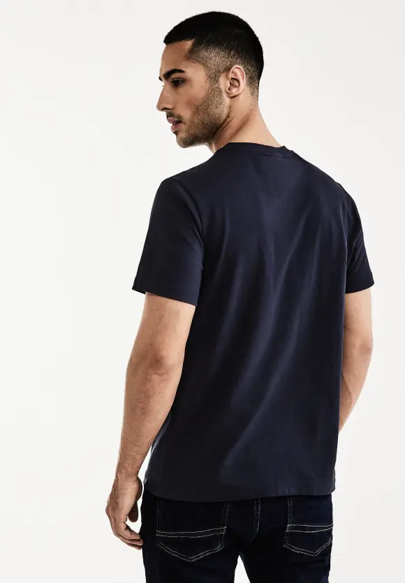Basic T-Shirt in Unifarbe - eclipse blue