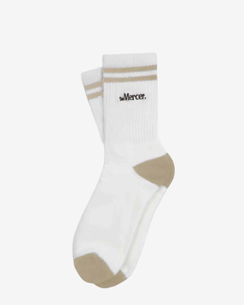Mercer Amsterdam The Mercer Socks Stripe Wit/Lichtbruin Sokken