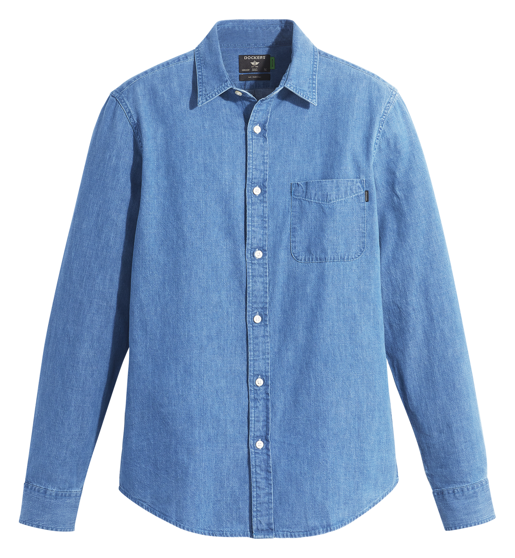 Chemise col classique en coton| Bleu