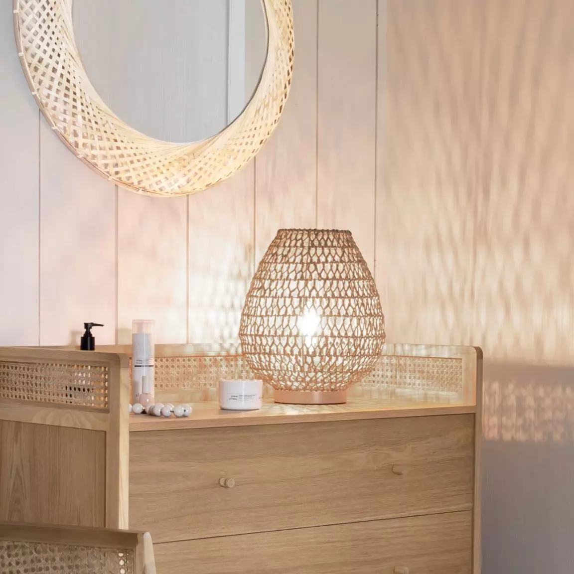 Lampe à poser bois et papier (H35,5 cm) Etel Naturelle