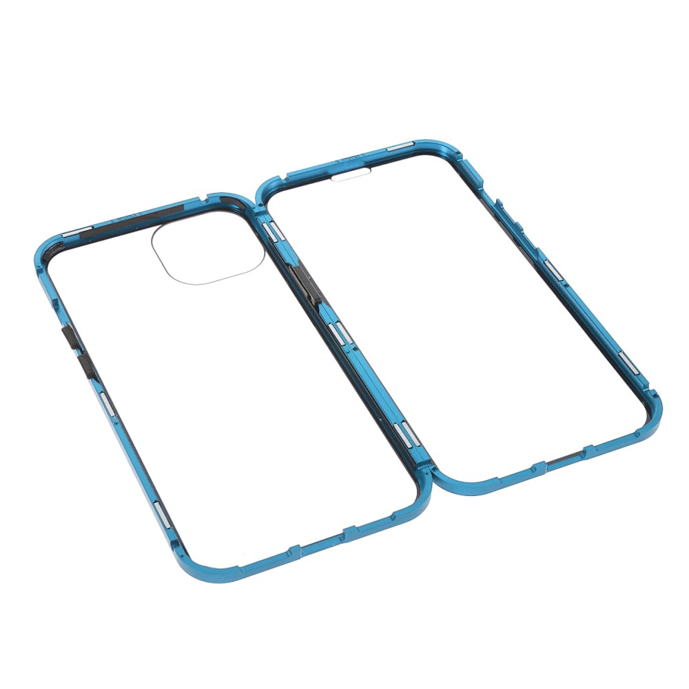 iPhone 13 Magnetische Alu Schutzhülle mit Panzer Glas Backcover   Displayschutz (Magnet-Technologie) - Blau