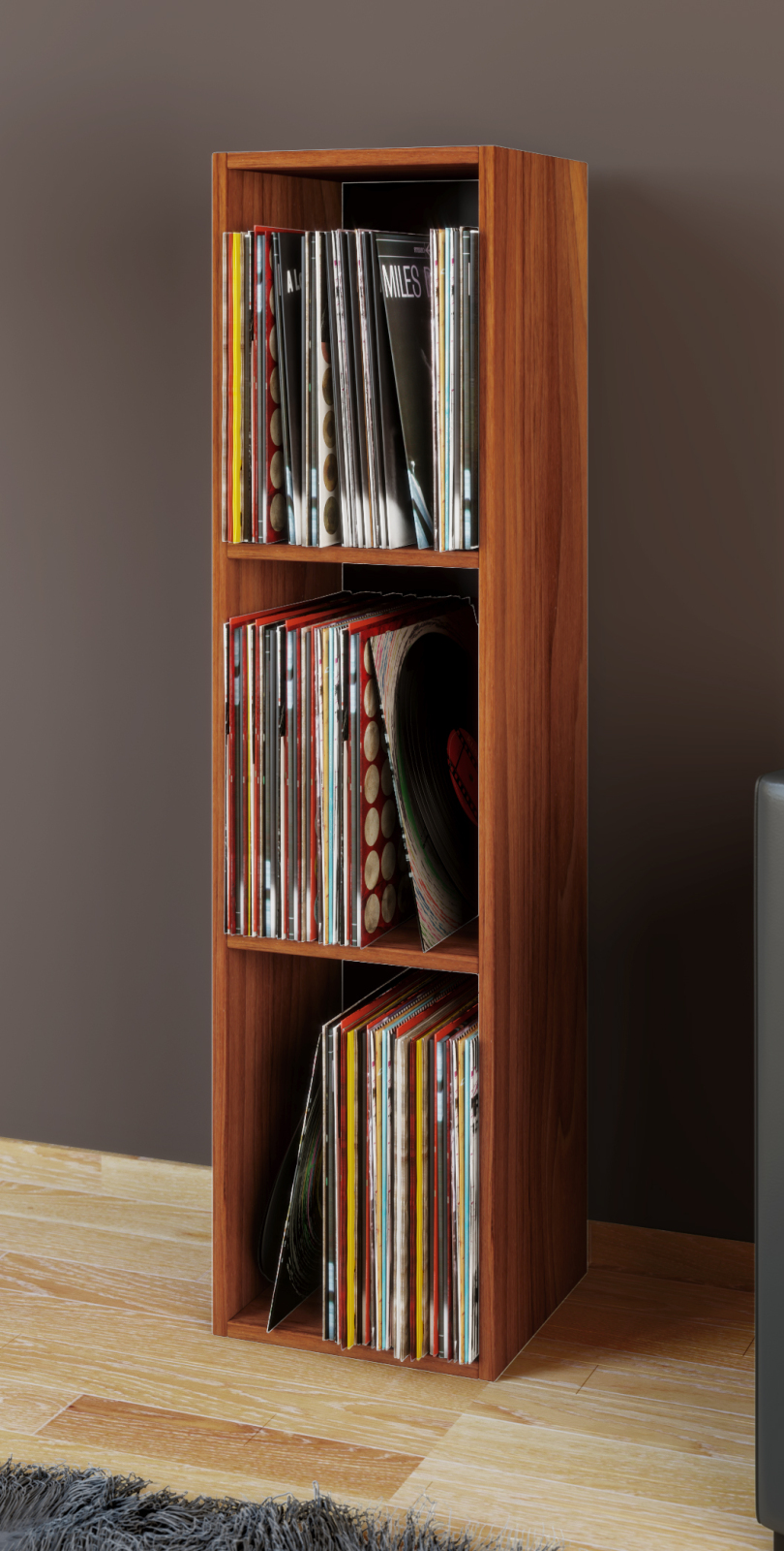 Regal PLATTO - Kern-Nussbaum - für 100 Schallplatten