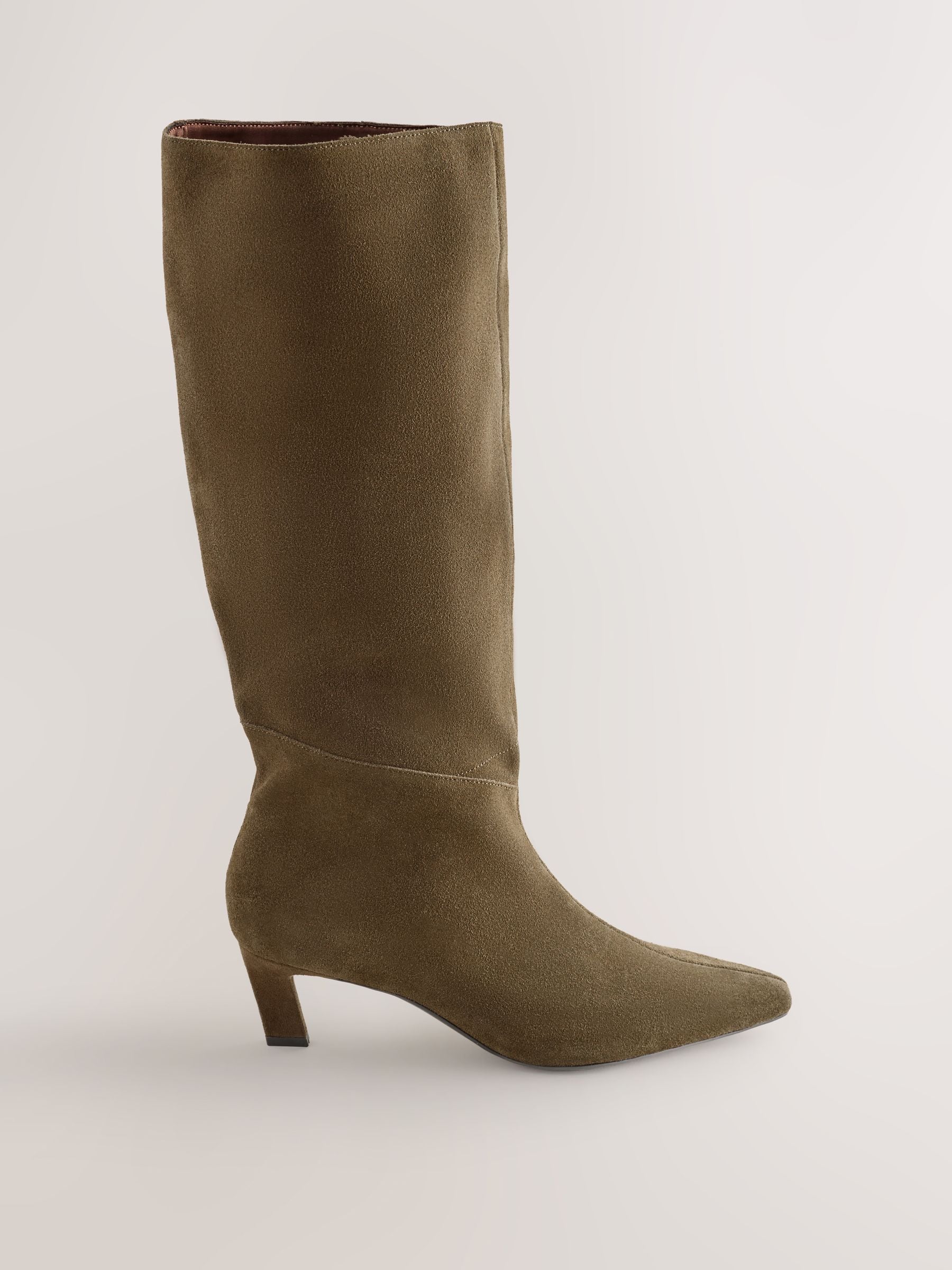 Kakigroen suède - Forever Comfort® Knee High Chisel Toe Heeled Boots