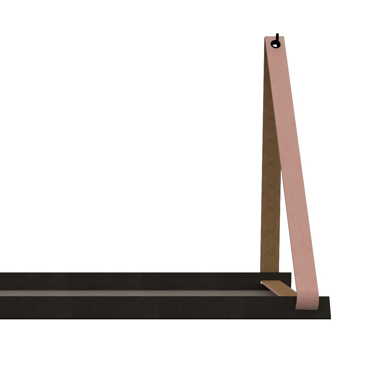 Stalen wandplank 98x20cm - incl. leren plankdragers Stalen wandplank met leren plankdragers - Zachtroze