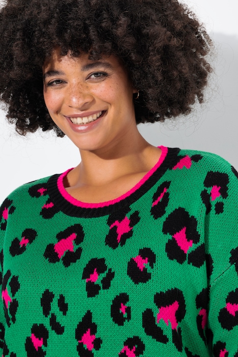Pullover, Boxy Fit, Leomuster, Langarm