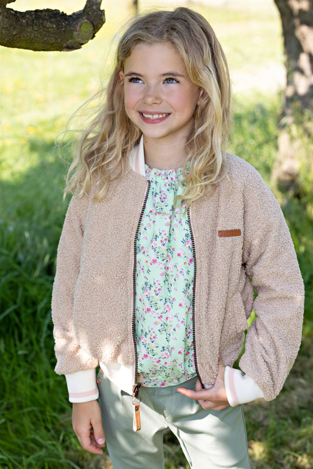 NONO reversible bomberjack zomer Bomber zand/roze