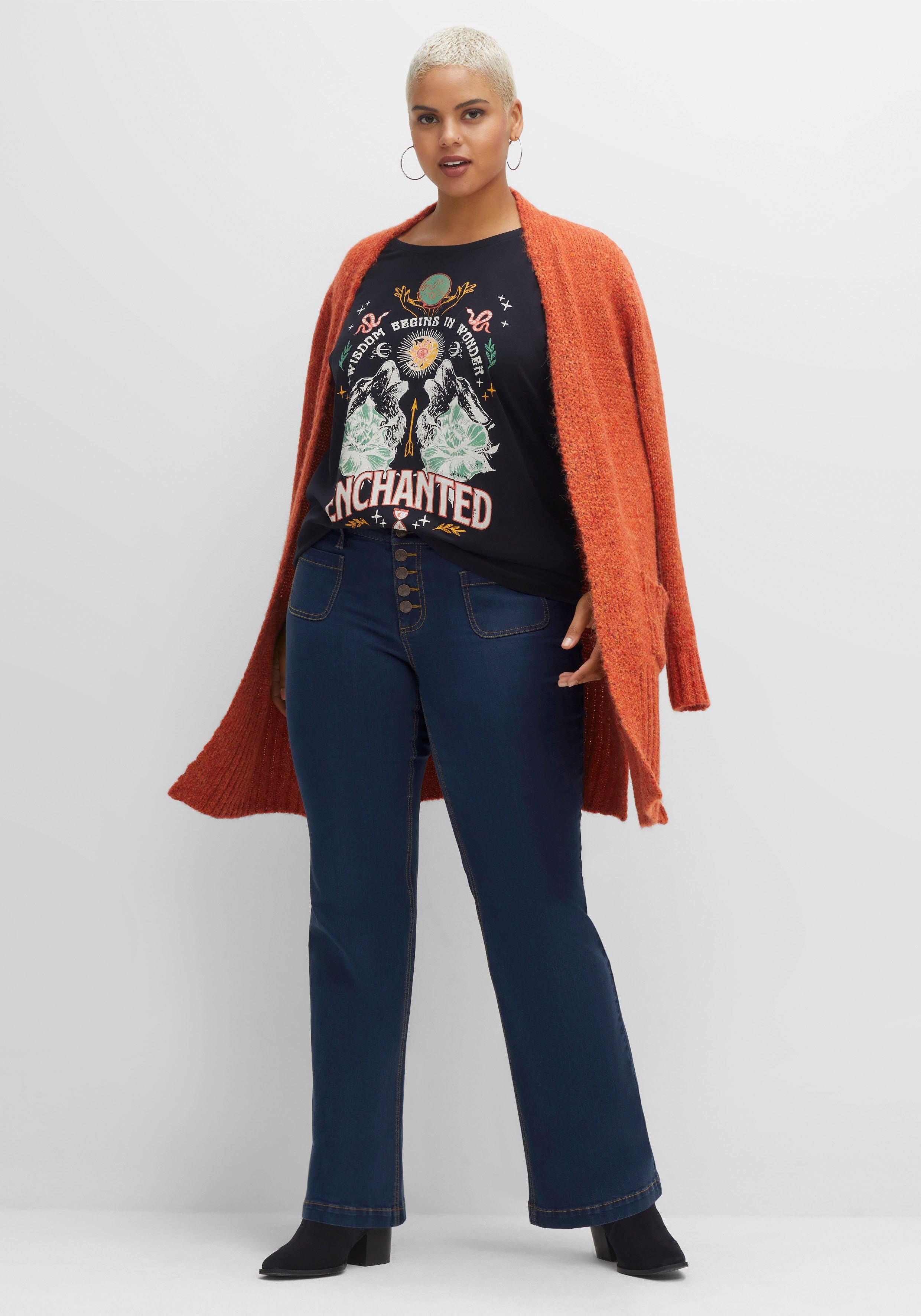 Bootcut-Jeans mit Zierknopfleiste