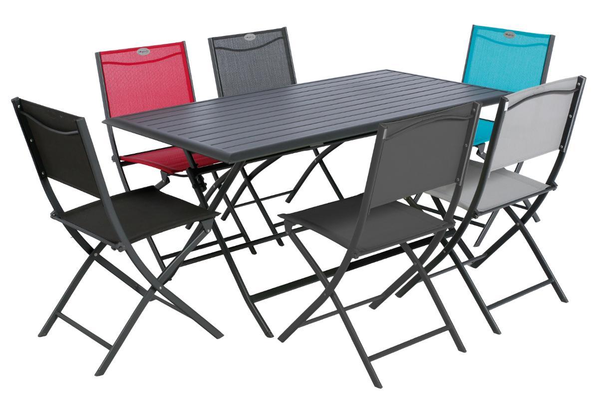 TABLE AZUA PLIANTE ALUMINIUM GRAPHITE 6 PLACES