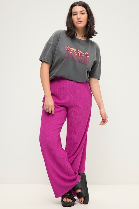 Hose, Wide Legs, Krepp, Elastikbund