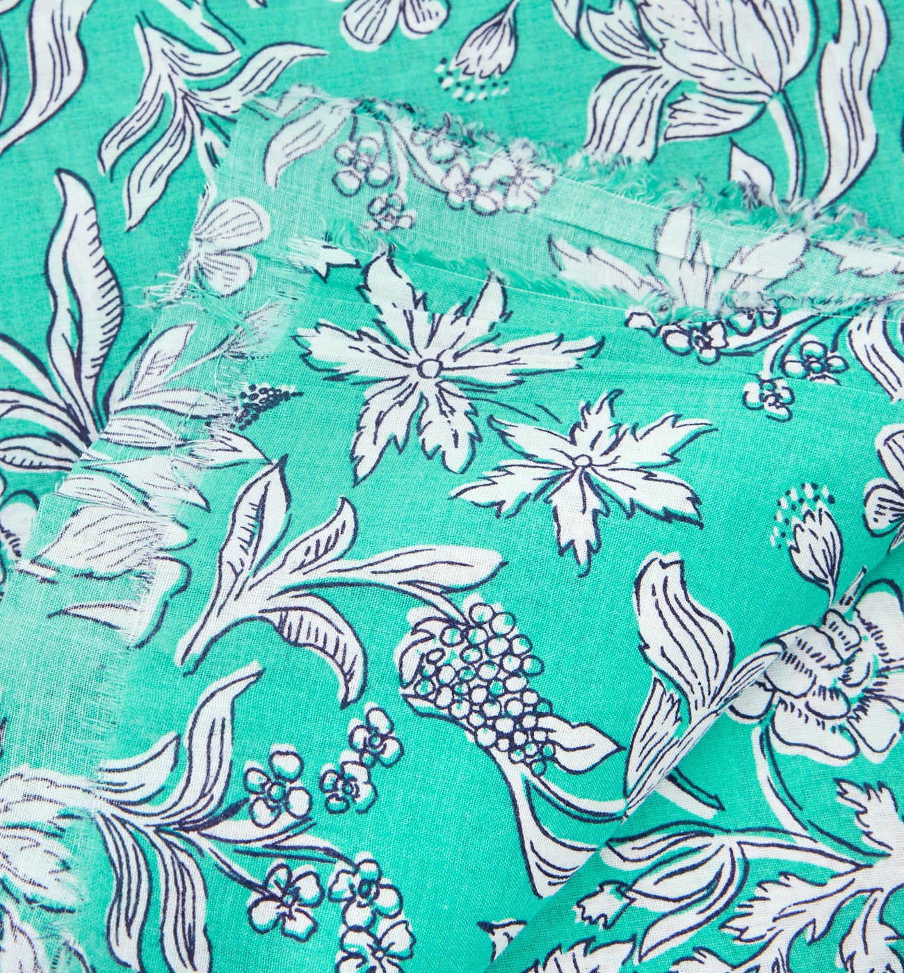 Coupon 3 m en voile de coton - Imprimé vert