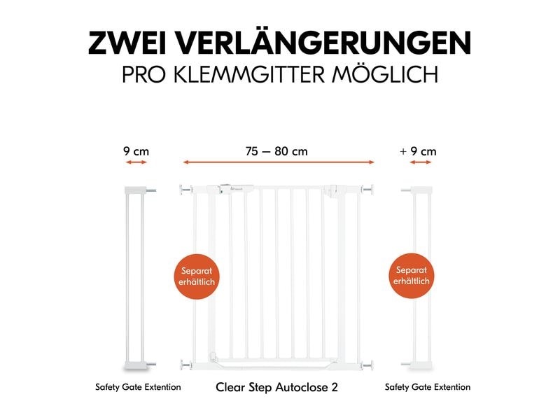 Hauck Verlängerung Türschutzgitter 9 cm Weiss Safety Gate Extension für gängige Hauck Schutzgitter