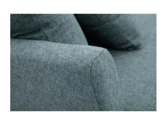 Canapé scandinave déhoussable 3 places en tissu vert de gris et bois clair OSLO