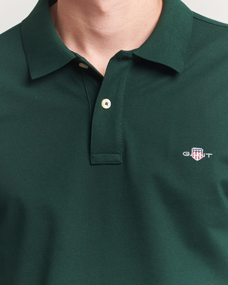GANT Regular Shield Long Sleeve Polo Tartan Green
