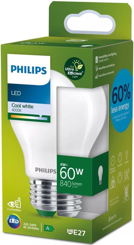 Philips Ultra Efficient LED lamp Mat - 60 W - E27 - Koelwit licht