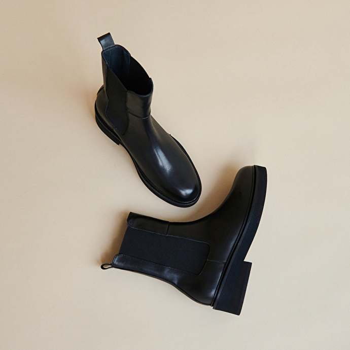 Boots à élastiques  en cuir noir