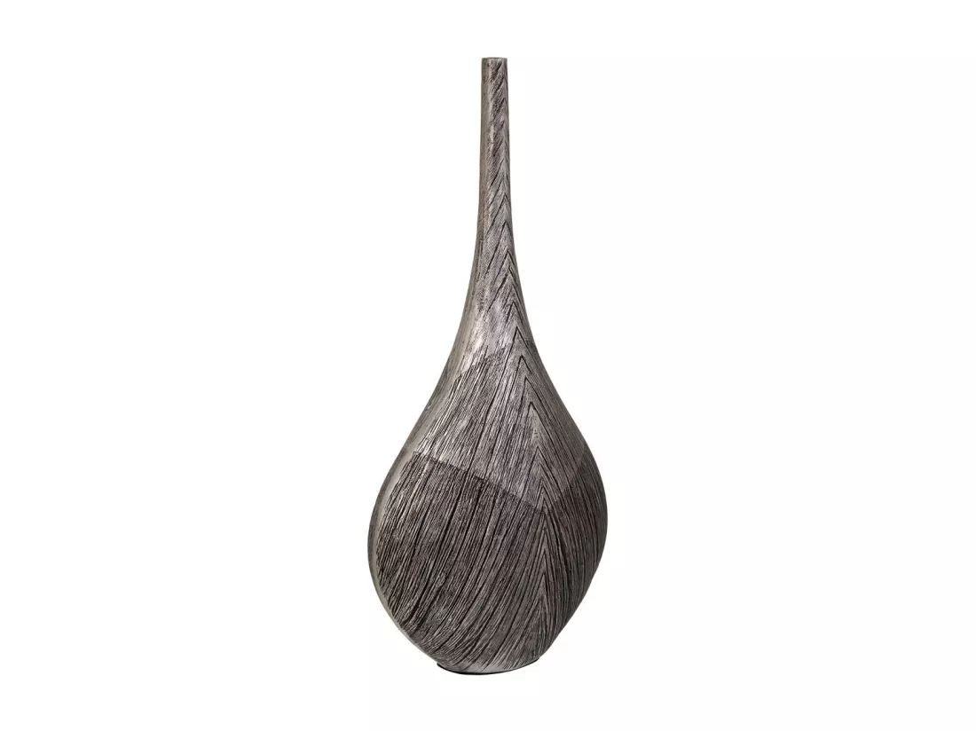 Vase en polyrésine argenté 23,5x13,5x48,5h