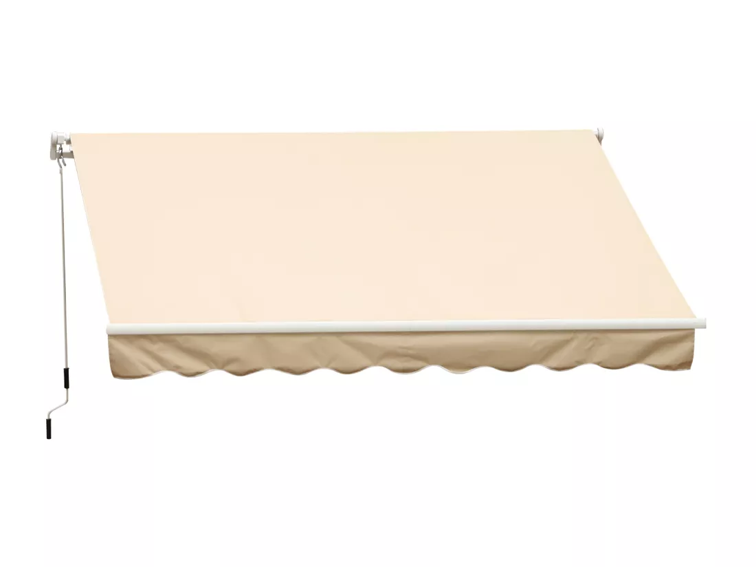 Store banne manuel rétractable alu. polyester imperméabilisé haute densité 4 x 2,5 m beige