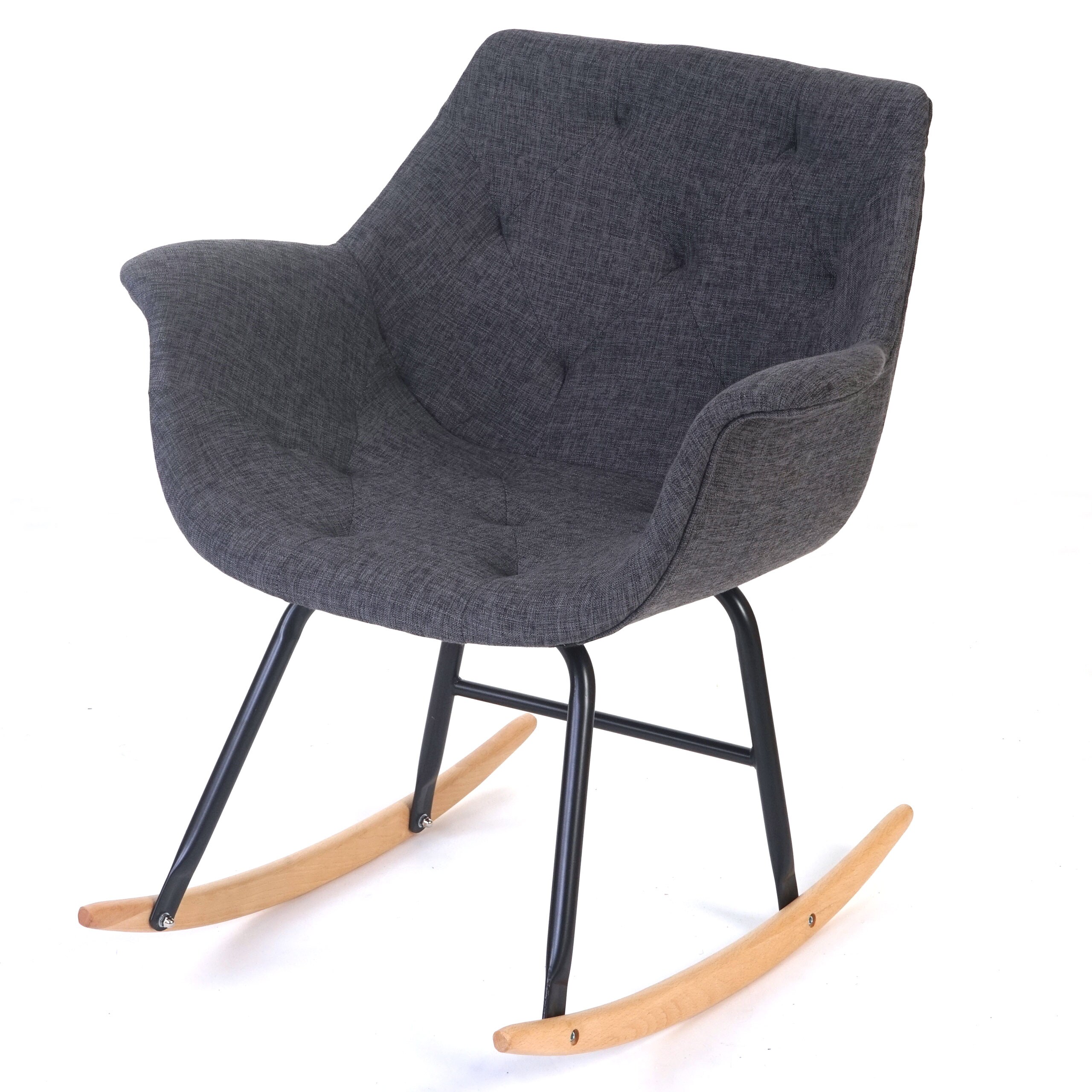 Schaukelstuhl Vaasa T820, Schwingsessel Relaxsessel ~ Textil, grau