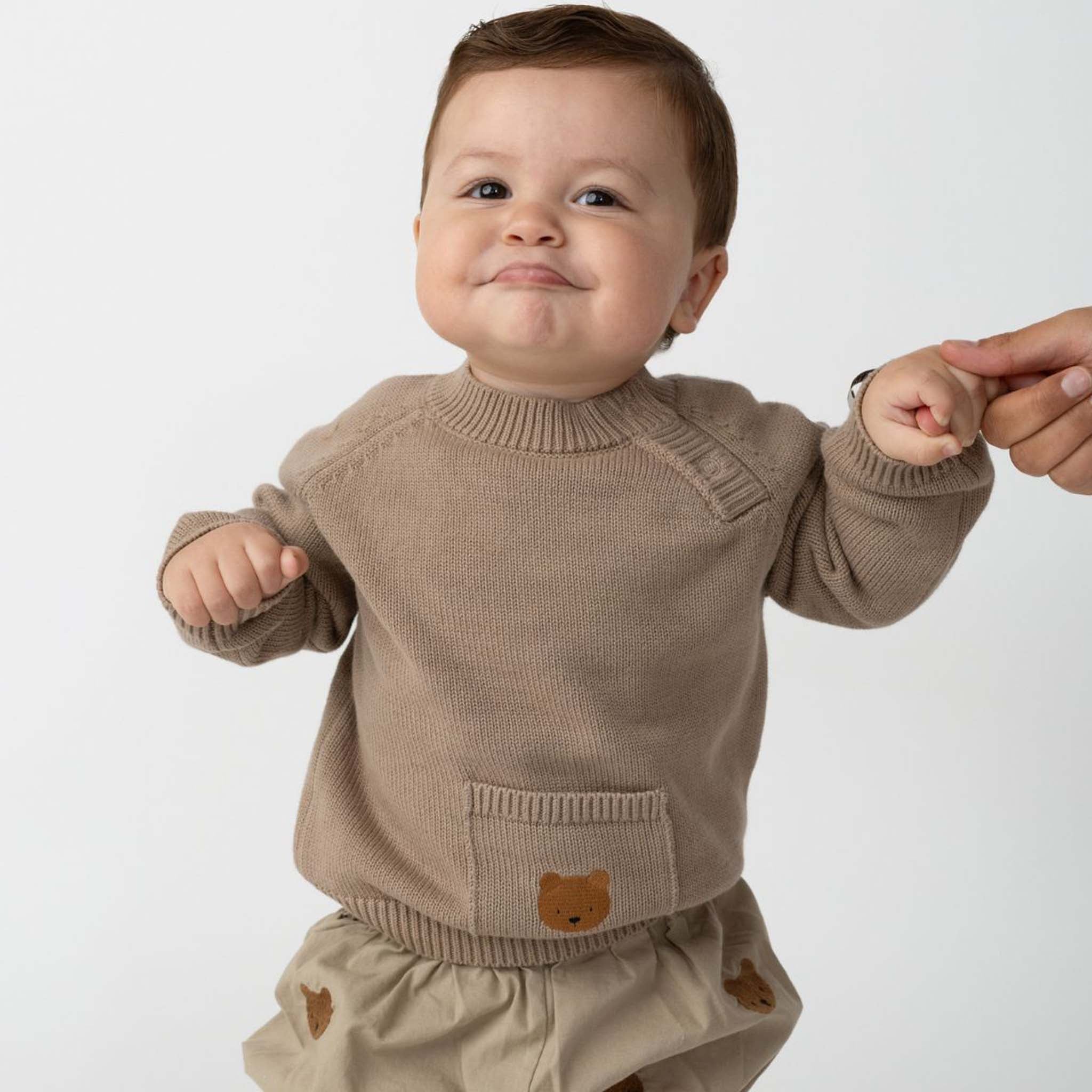 Baby Pullover Loeke Bear Taupe