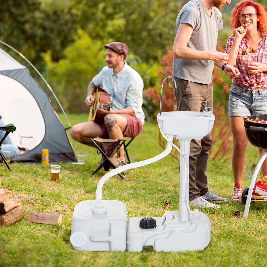 Outsunny Camping Waschbecken mit Abwassertank grau