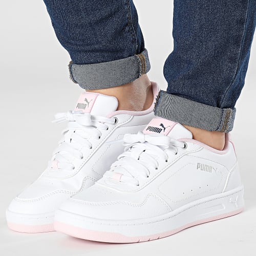 Baskets Femme Court Classy 395021 Puma White Pink Puma Silver