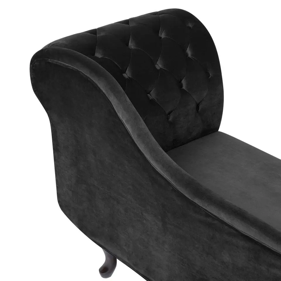NIMES - Chaise longue - Zwart - Rechterzijde - Fluweel