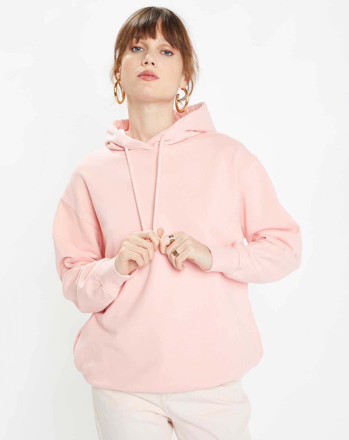 Galeries Lafayette Sweat Oversize en Coton biologique Bahut rose bonbon
